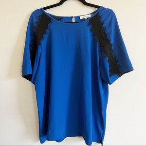 Calvin Klein Navy Lace Detail Blouse